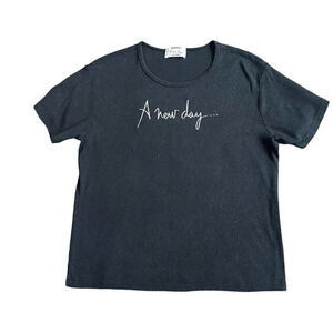 Celine Dion A New Day Rare T-Shirt Black Glitter Top Retro 2000s Size Large